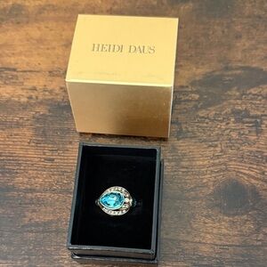 Heidi Daus Teal and Gold Statement Ring